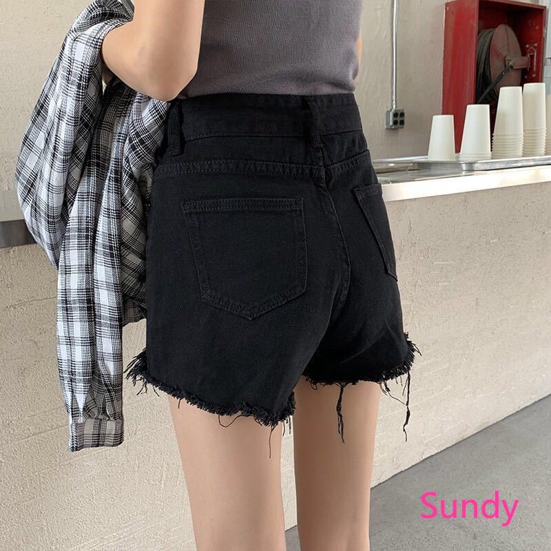 Quần short denim ống rộng lưng cao thời trang hè cho nữ