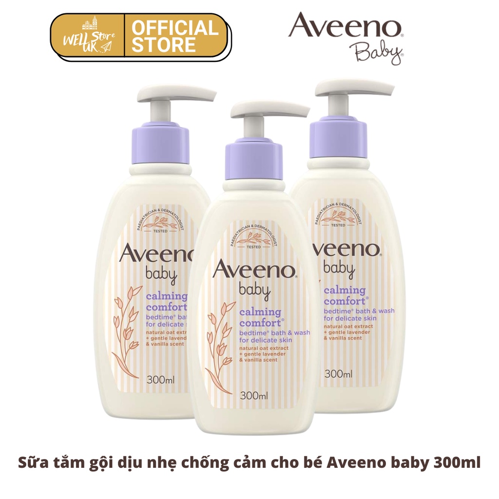 [Hàng Pháp] Sữa tắm gội cao cấp dịu nhẹ cho bé Aveeno Calm Comfort 300ml