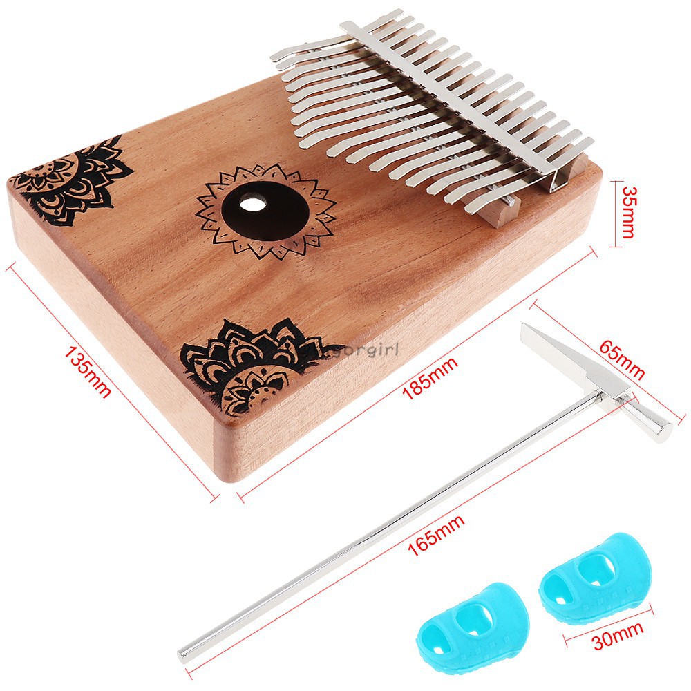 VG Hoa mẫu 17 Phím Kalimba Solid Mahogany Thumb Piano