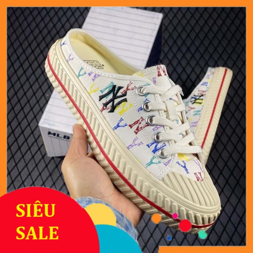 Giày sục lười MLB ny TRẮNG HỌA TIẾT thể thao sneaker nữ Hot trend