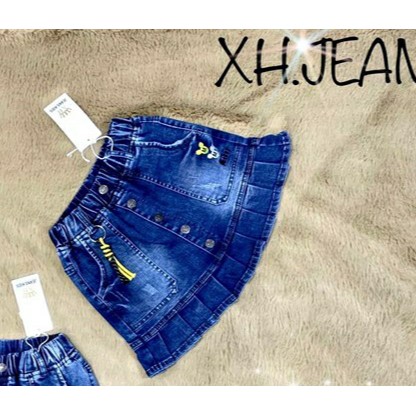 Chân váy jean kèm chip trong lưng thun dễ mặc chất jean mềm co giãn