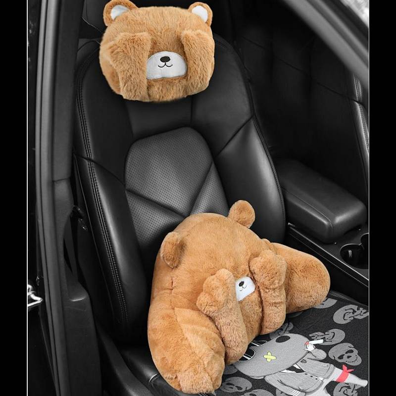 Automotive Headrest Lumbar Support Pillow a Pair of Car Neck Support Pillow Plush Car Pillow Seat Car Cartoon Car Headrest Automotive Headrest wnl9