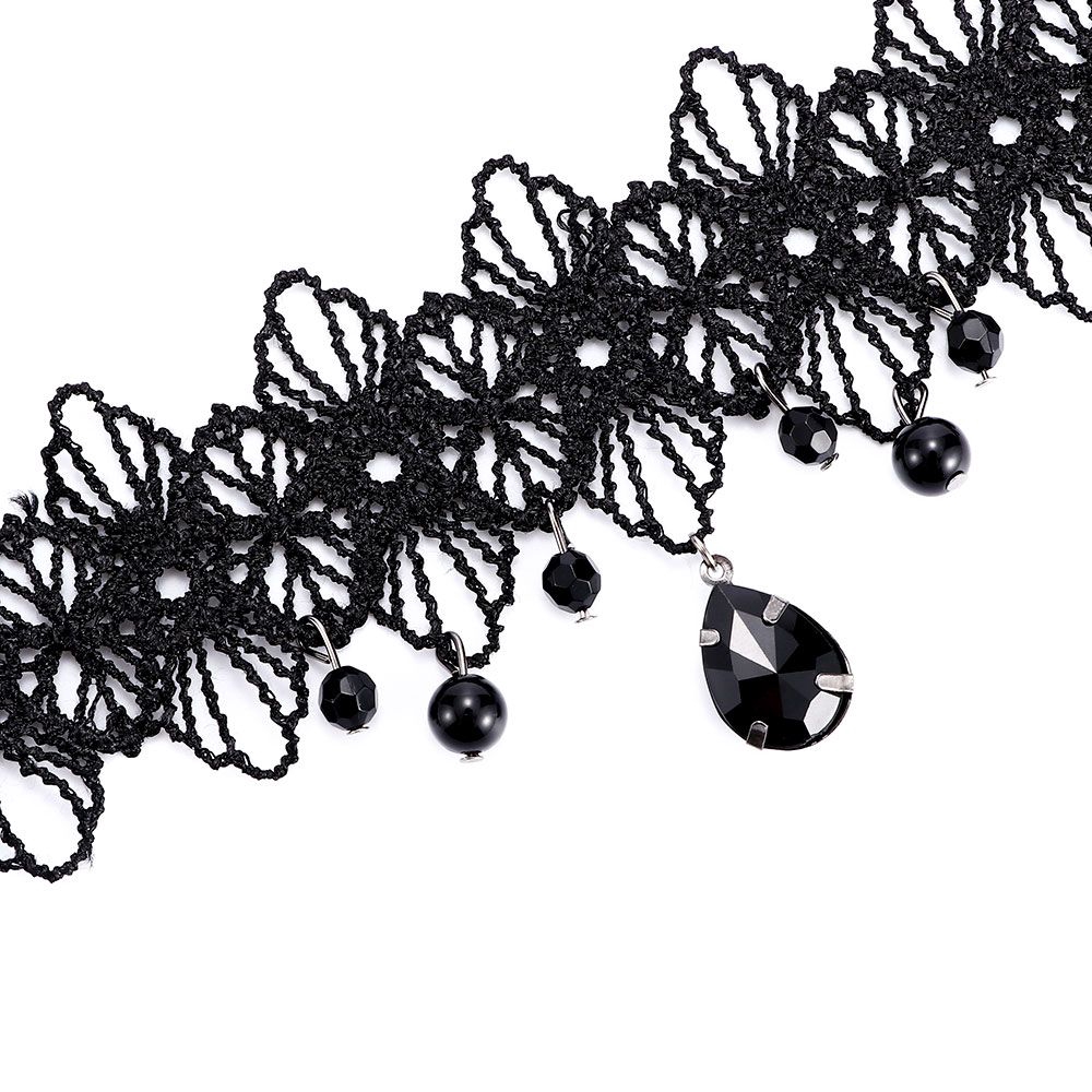 Vòng cổ Choker đen hoa ren thời trang Gothic cho nữ
