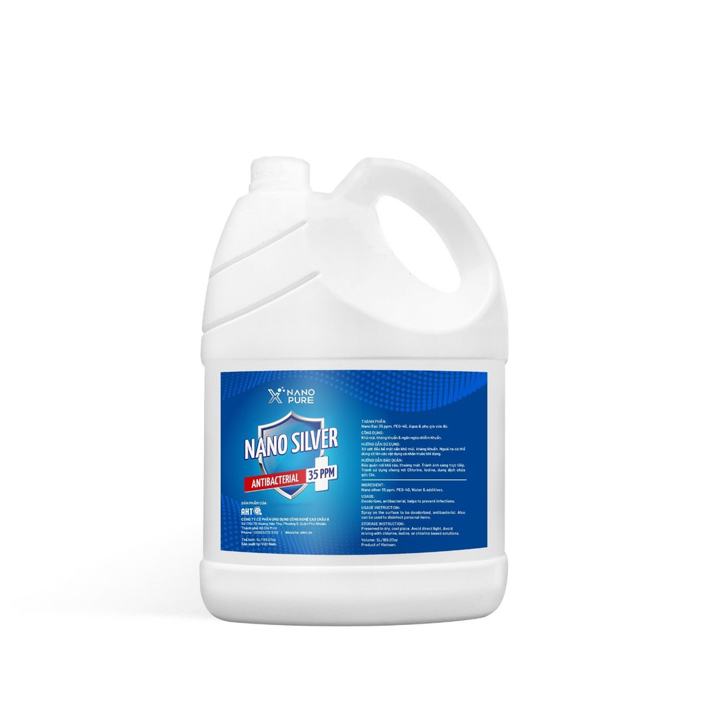 Nano Bạc Diệt Khuẩn (Silver) PHUN SƯƠNG PHUN KHÓI VỚI MÁY MÁY-Nano Xpure 35ppm 5L - AHT Corp (AHTC) [COMBO 2 CAN 5L+QUÀ]