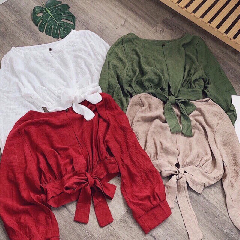 🌿🌿🌿 Áo croptop thắt nơ sau dễ thương 🌿🌿🌿 | BigBuy360 - bigbuy360.vn
