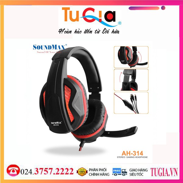 Tai nghe Over-ear SoundMAX AH 314-Hàng Chính Hãng