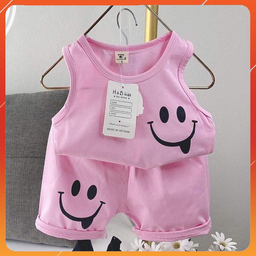 Bộ Ba Lỗ Cho Bé Trai Bé Gái Binbon kids, Bộ Sát Nách cho bé in hình mặt cười cực xinh cho bé từ 6-19Kg