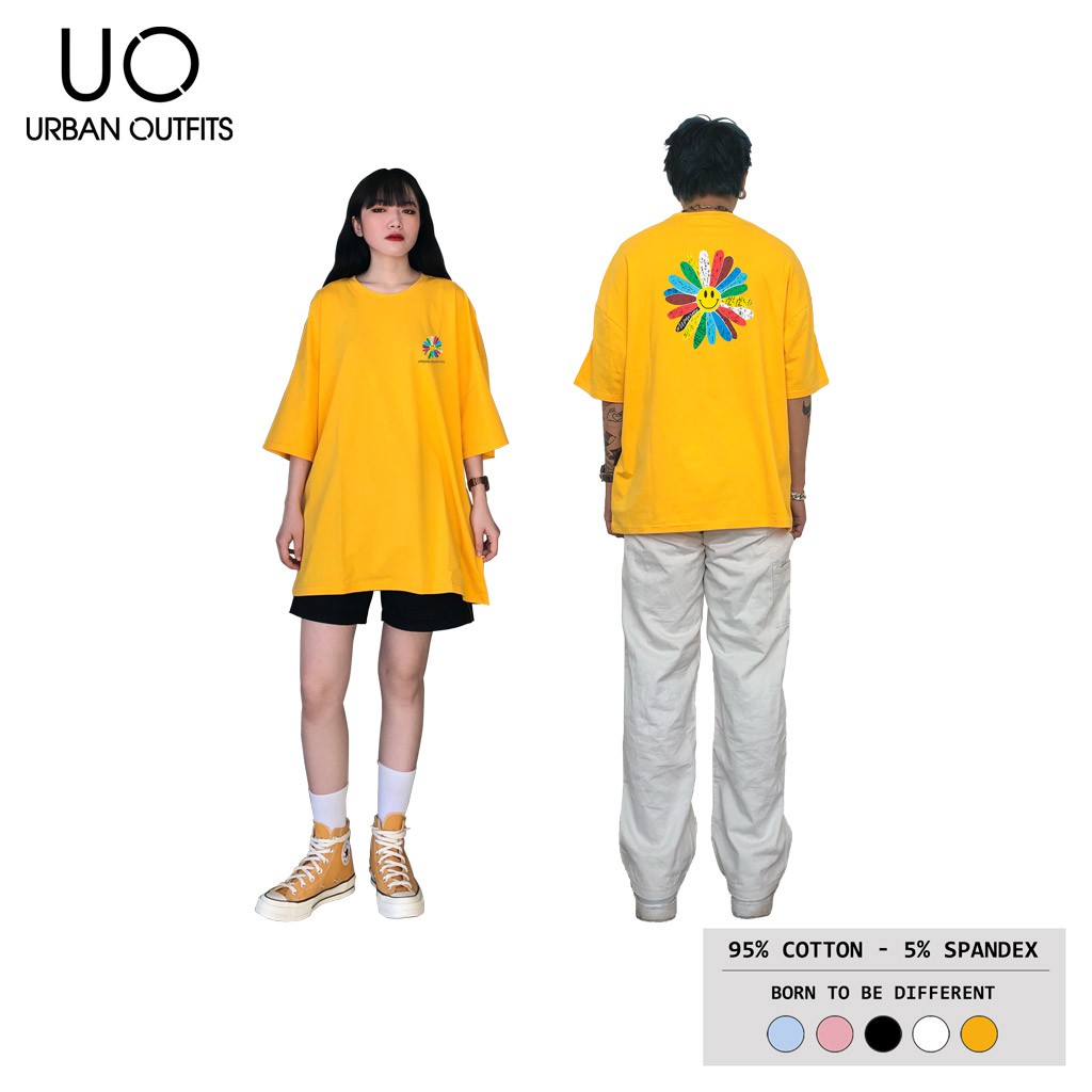Áo Thun Tay Lỡ Nữ Nam Form Rộng URBAN OUTFITS In Hoa Cúc Màu ATO05 Cotton 4 Chiều Local Brand