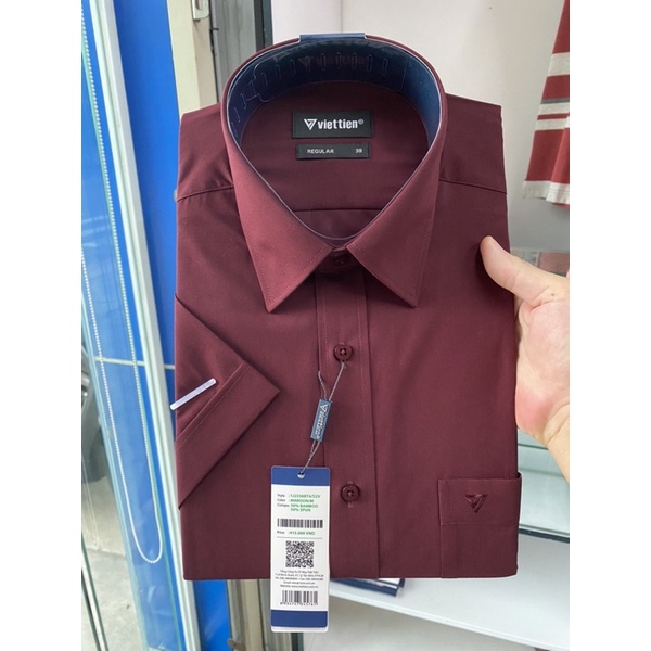 Sơ mi việt tiến ngắn tay lai bầu bambo phom regular giá 415k còn 350k
