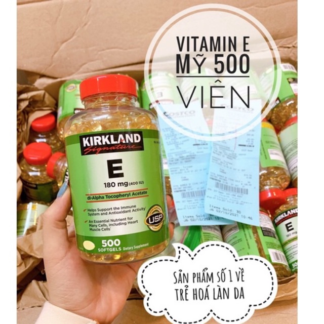 Vitamin E Kirkland 400ui - Vitamin E 500 viên Kirkland hỗ trợ làm đẹp da