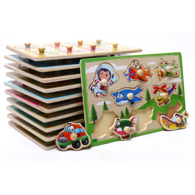 Đồ chơi bảng ghép gỗ có núm cầm loại 1, hàng đẹp, chắc chắn cho bé phát triển