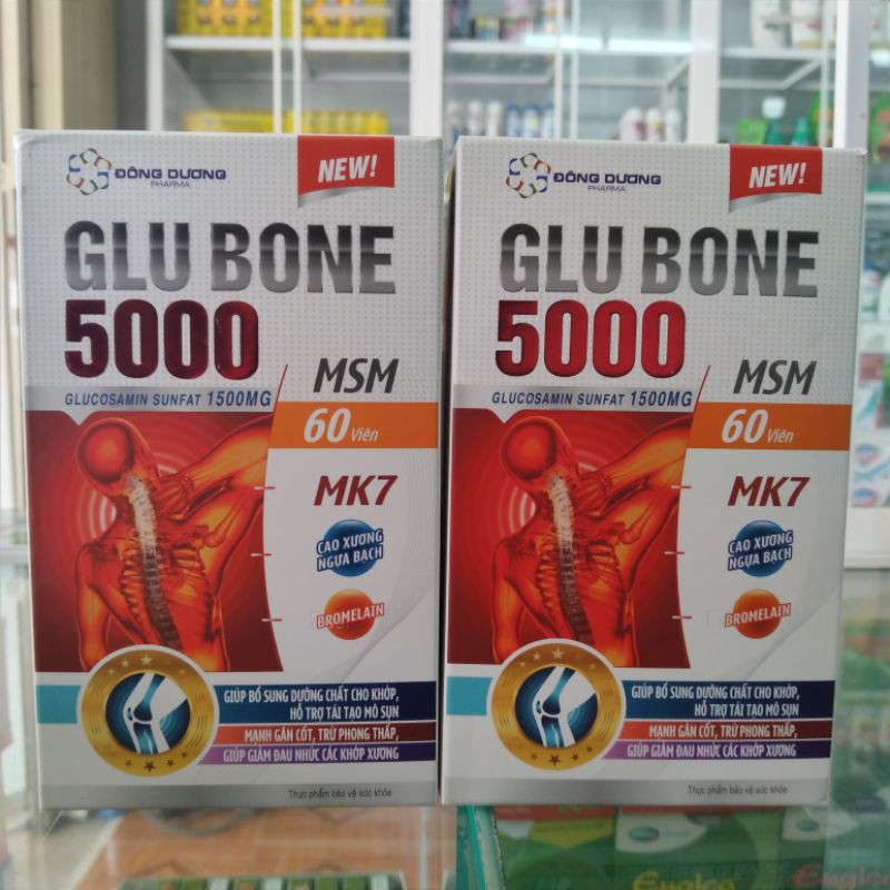 [Hỗ trợ] Tái tạo sụn khớp, giảm đau xương khớp GLU BONE 5000 hộp 60 viên