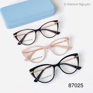 Gọng cận Mắt mèo cao cấp 87025, Form kính nhẹ _ Combo gọng kính + Tròng chính hãng có chống chói chống uv