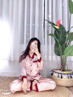 ĐỒ BỘ PIJAMA LỤA PHỐI-TAY DÀI QUẦN DÀI