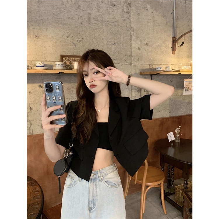 Porozi  Áo Khoác Vest Tay Ngắn Kiểu Hàn Quốc Thời Trang Cho Nữ