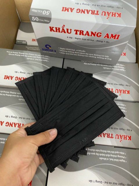 (HỘP 50 CÁI) KHẨU TRANG AMI MÀU ĐEN