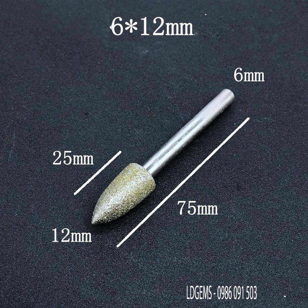 Mài mài đá (hình đầu đạn) cốt 6mm đủ size từ 6mm - 14mm chuyên dụng mài đá thô, tạc tượng lớn, đá cảnh, khắc chữ