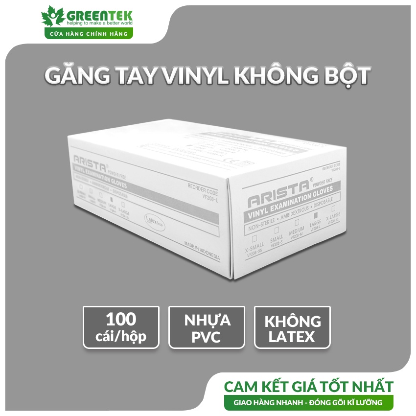 Găng Tay Vinyl Không Bột Arista Dùng Trong Thực Phẩm, Vệ Sinh  - 100 Chiếc/Hộp