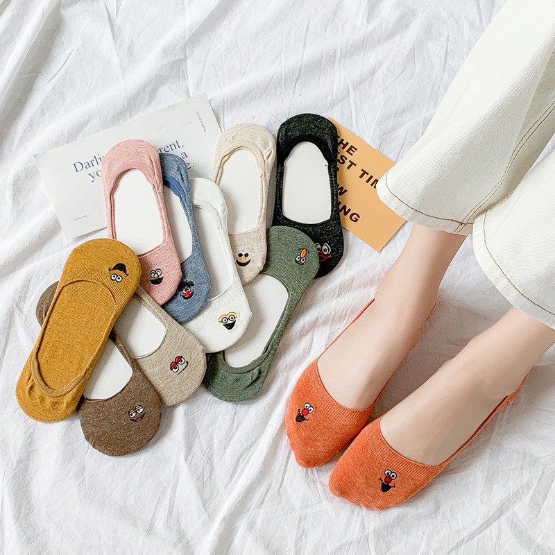 Tất Lười Nữ - Vớ Nửa Bàn Nữ Thêu Họa Tiết Dễ Thương