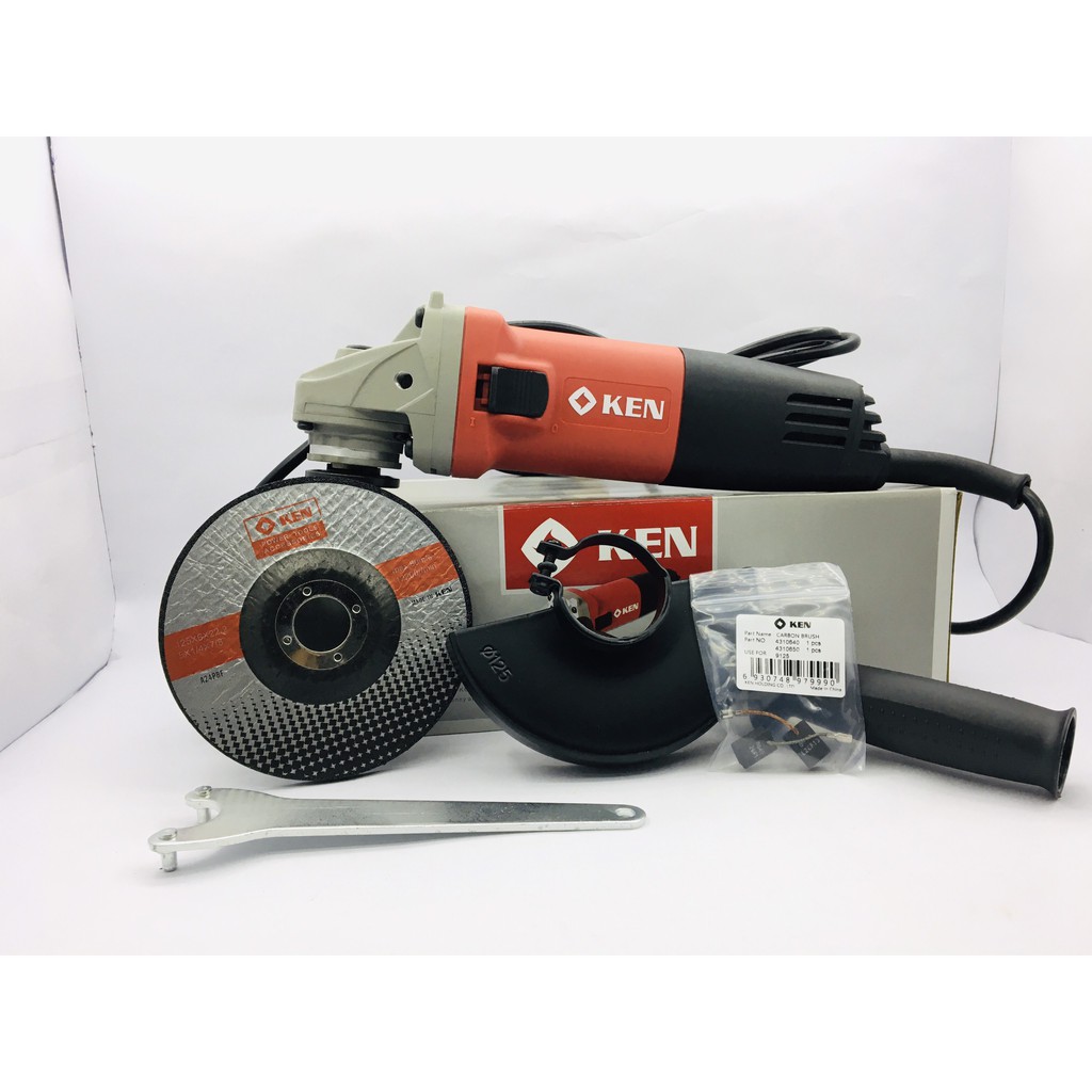 Máy mài góc 860W KEN 9125 ( kèm chổi than+ Đá cắt 125mm)