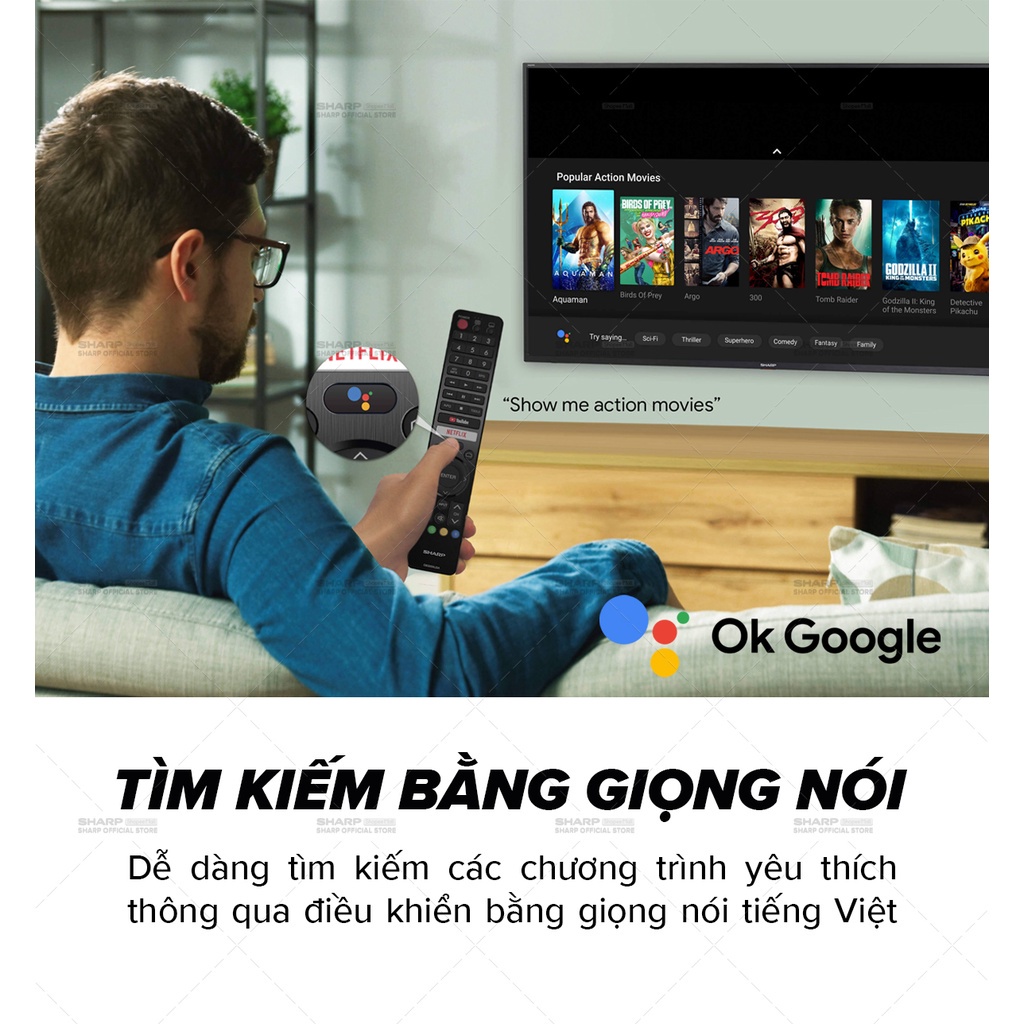 Chỉ giao tại HN --TV LED Sharp 4K 4T-C55DJ3X 55inch Android 10 &amp; điều khiển giọng nói