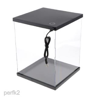 Clear Acrylic Display Box Case Dustproof Protection w/ Lights Decor 8x8x14"