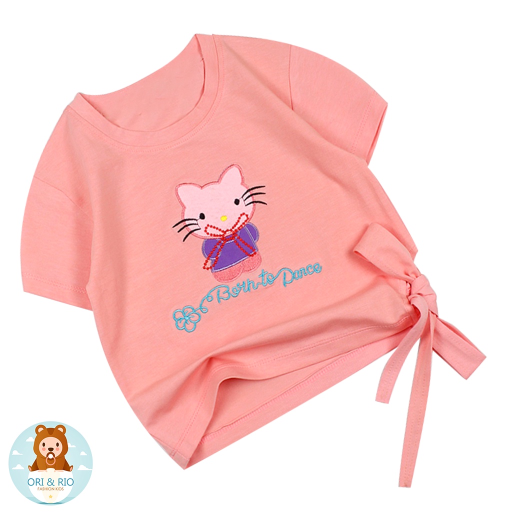 Áo thun bé gái cỡ Nhí cột nơ croptop tay ngắn thêu Kitty cho bé từ 8 kg đến 22 kg chất shop đẹp 05475-05486