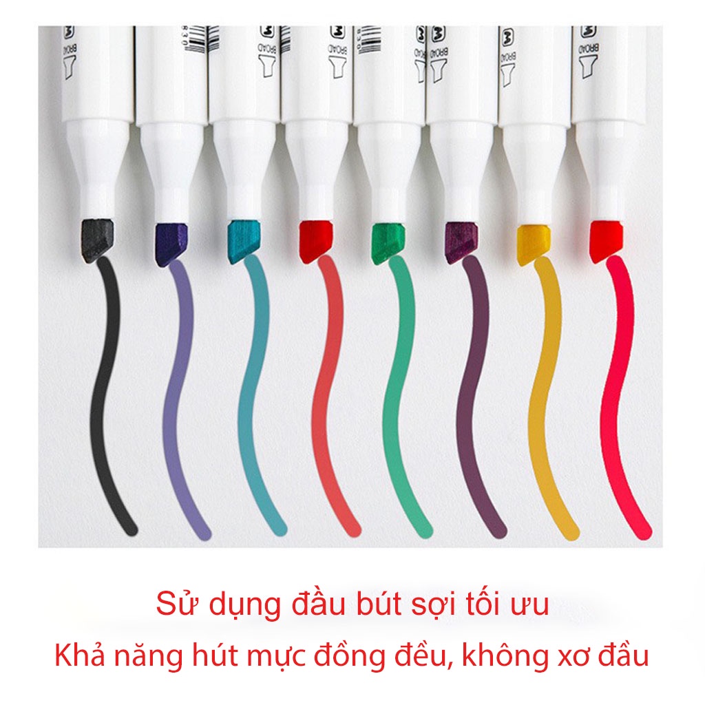 Bút Màu Marker 2 Đầu Cao Cấp Kèm Hộp Đựng Cao Cấp, Bút Lông Màu Marker Họa Cụ Tô Màu Vẽ Tranh TEZYBOOKS