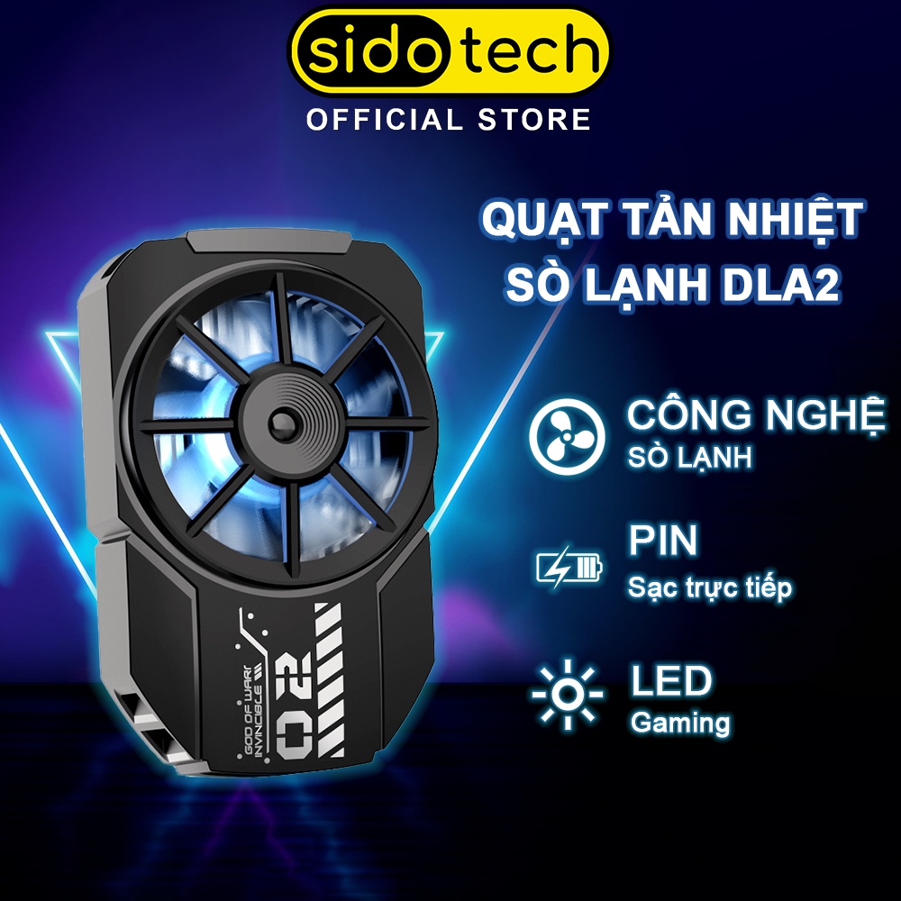 Quạt tản nhiệt điện thoại sò lạnh Sidotech Memo DLA2 thiết kế nhỏ gọn quạt 9 cánh chống ồn LED gaming chơi game MOBA FPS