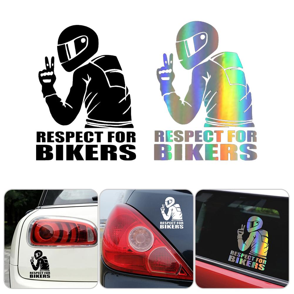 Tem Chữ Respect For Bikers Dán Trang Trí Ô Tô Xe Máy Laser Phản Quang Nổi Bật