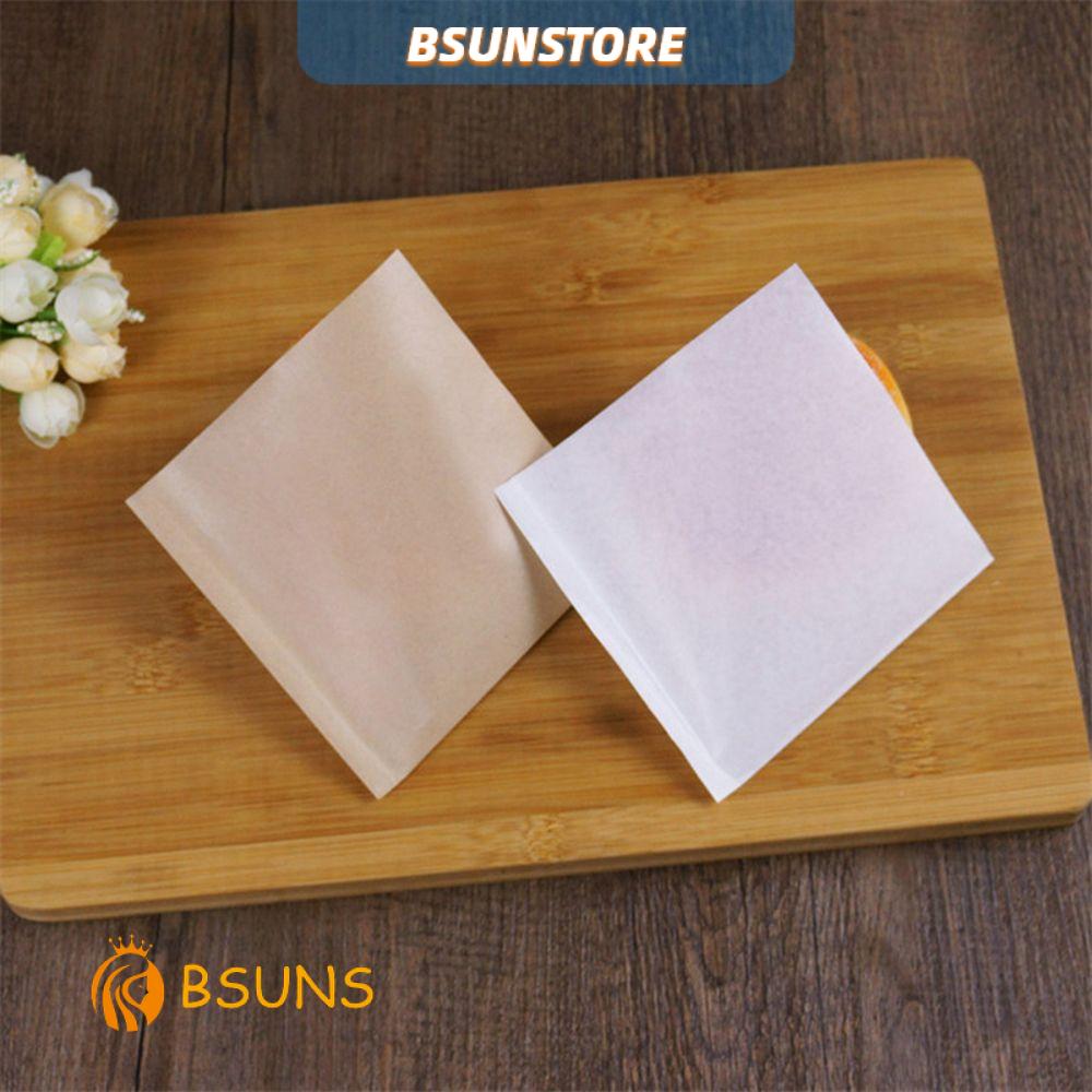 『BSUNS』 100PCS New Bread Packing Kitchen Donut Wrapping Oilproof Paper Portable Bakery Kraft Biscuits Bag Food Solid Color/Multicolor