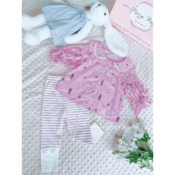 Set bộ quần Legging sọc + Áo sơ mi