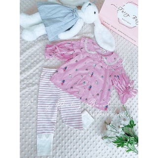 Set bộ quần Legging sọc + Áo sơ mi