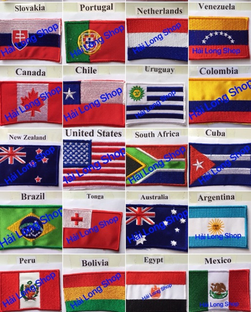 Combo 10 cờ thêu các nước ( Flags of the World ) #Embroidery Flags