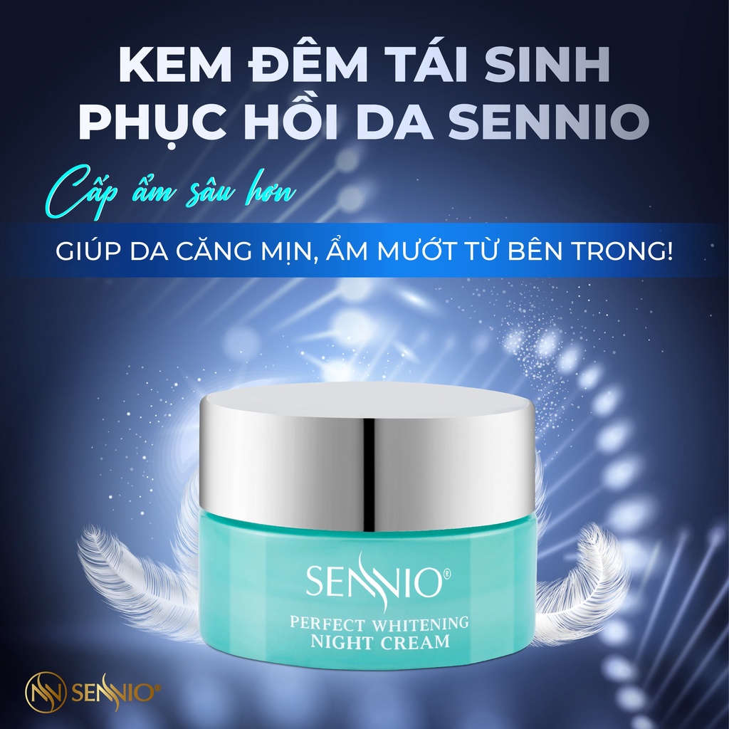 Kem dưỡng ẩm Sennio Perfect Whitening Night Cream  dưỡng trắng da mặt ban đêm tái tạo và phục hồi da 30g SNO 830