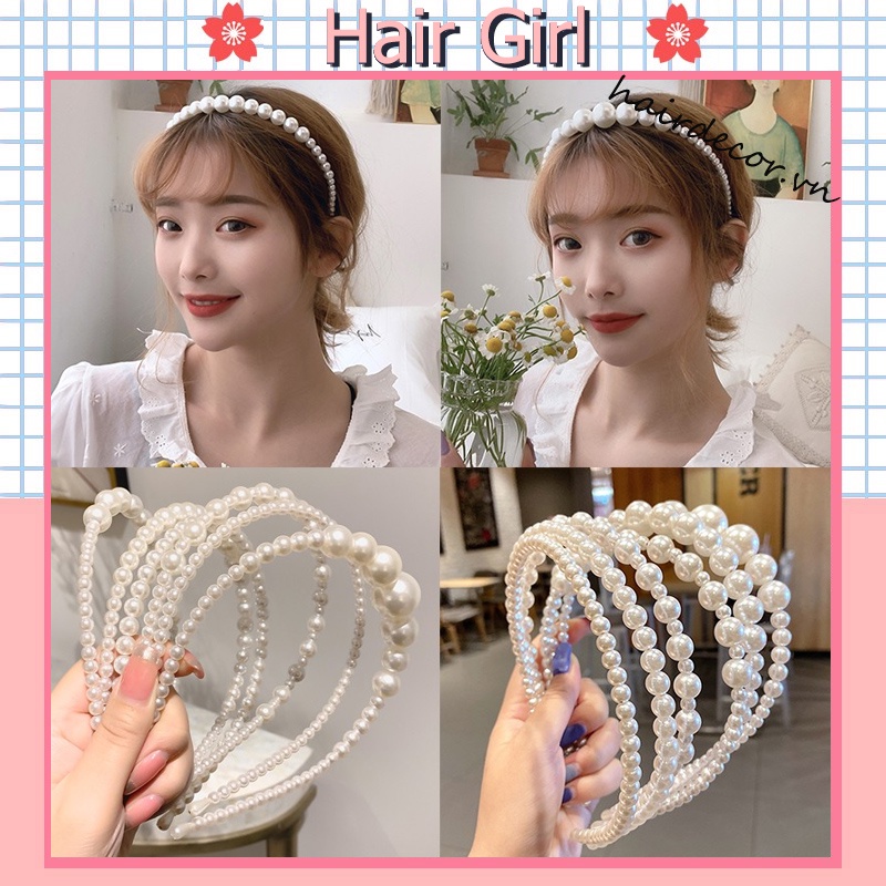 Băng đô ngọc trai cài tóc phong cách Hàn Quốc cho nữ