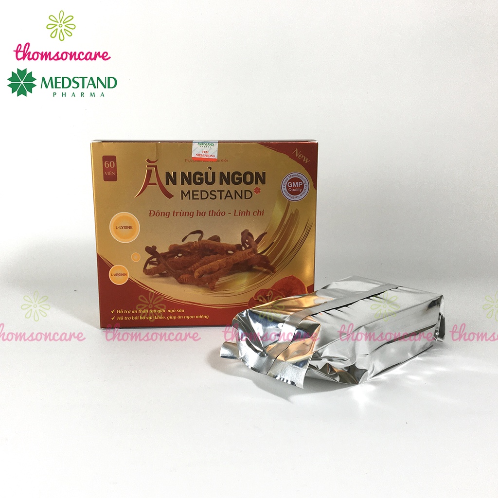 Giảm mất ngủ Medstand hàm lượng cao Đông trùng hạ thảo và linh chi, an thần, tạo giấc ngủ sâu Hộp 60 viên