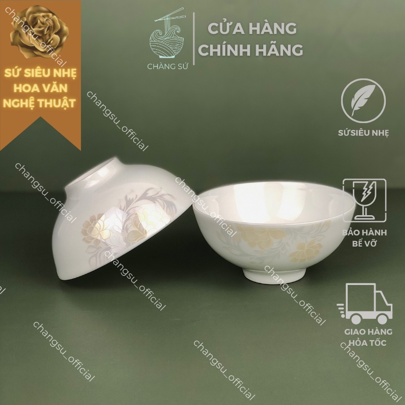 Bát cơm hoa văn sứ siêu nhẹ - Sứ xương siêu nhẹ Minh Châu - Vỡ 1 đổi 1