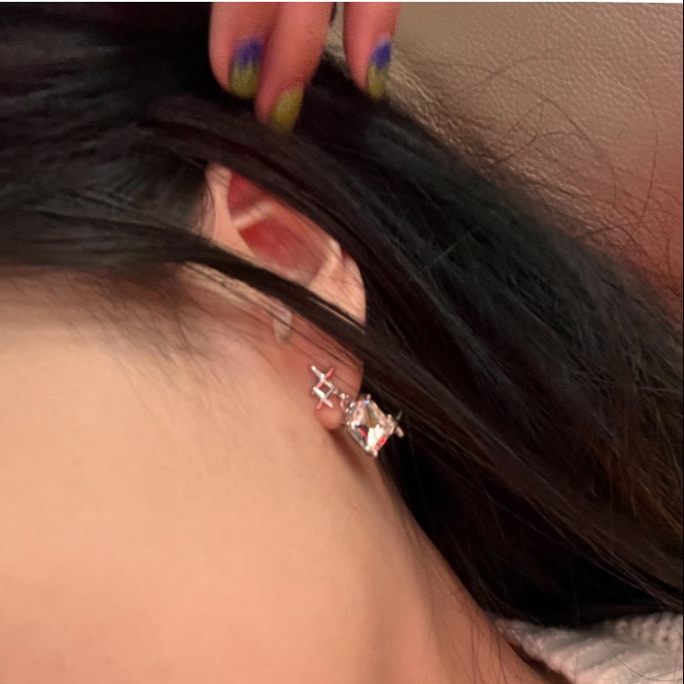 Bông Tai Đính Đá Zircon Đơn Giản Phong Cách Retro