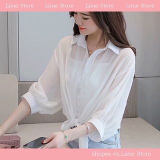 Áo sơ mi mỏng khoác ngoài voan lụa mỏng xinh xắn - Mã SM109