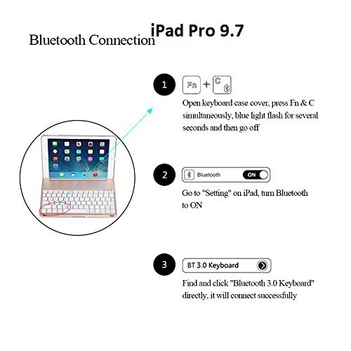 Bao da kiêm bàn phím bluetooth cho iPad Pro (9.7&quot;) (Gold) tặng cáp sạc iPhone