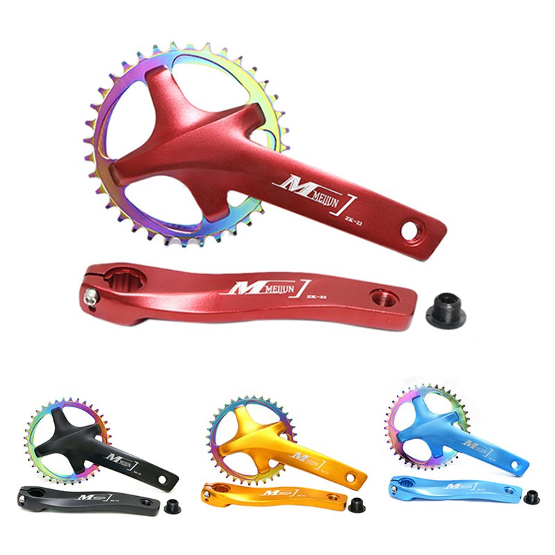 High Quality MEIJUN Bicycle Hollow Integrated Crank Single Speed Disc Blue