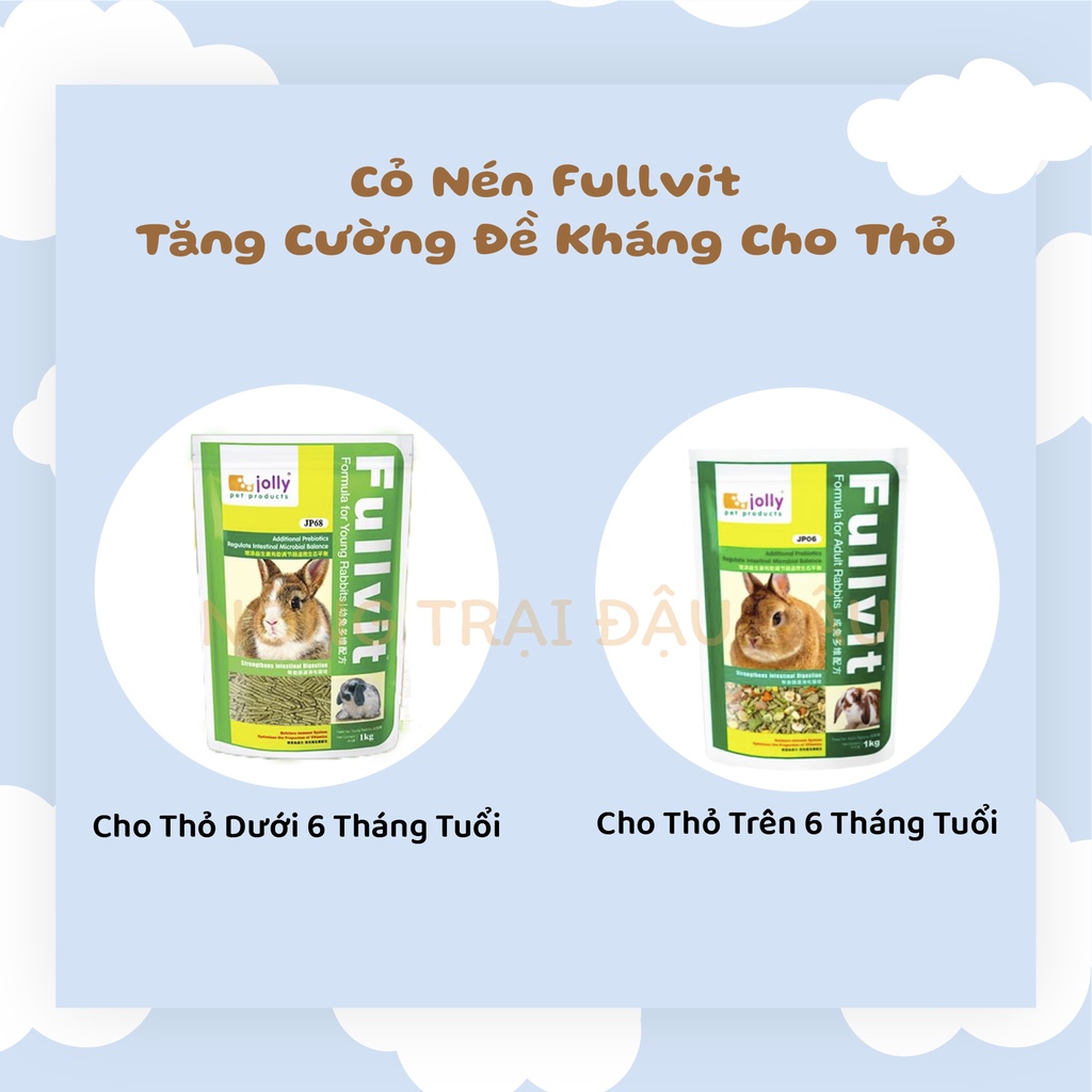 Cỏ Nén Fullvit Tăng Cường Đề Kháng, Bổ Sung Vitamin, Tối Ưu Hệ Tiêu Hóa Thức Ăn Cho Thỏ 1kg, 2.5kg - JP06, JP68, JP56