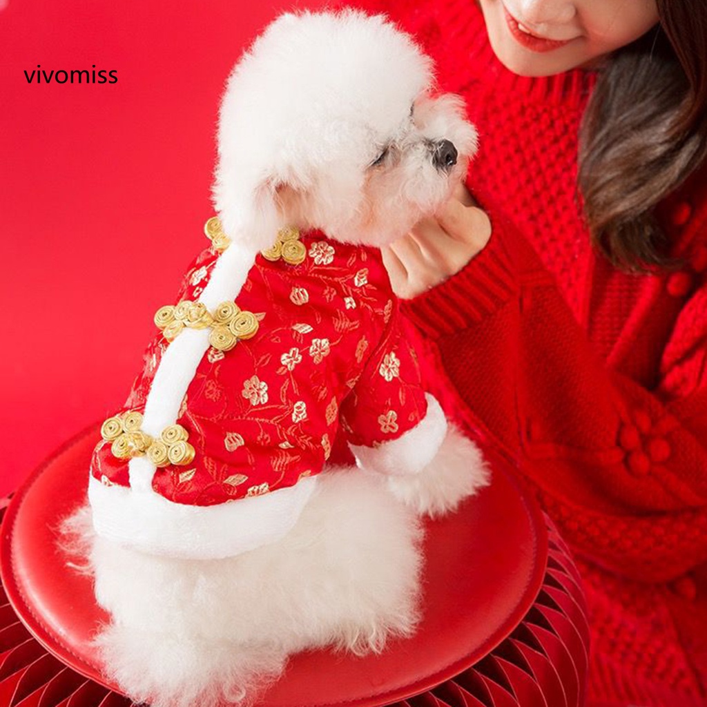 Trang phục cho thú cưng họa tiết năm mới dễ thương bắt mắt