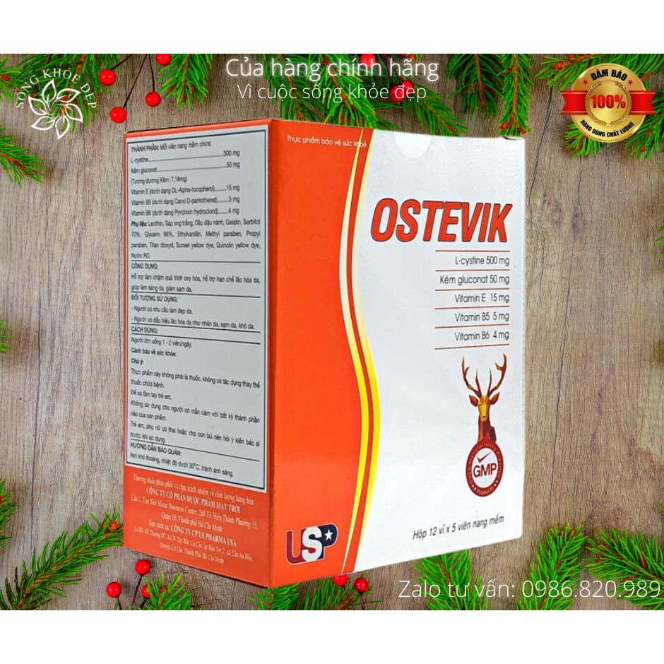 L-cystein 500mg - OSTEVIK - Viên uống đẹp da, chống lão hoá, làm chậm quá trình oxy hóa, giúp sáng da, giúp giảm sạm da.
