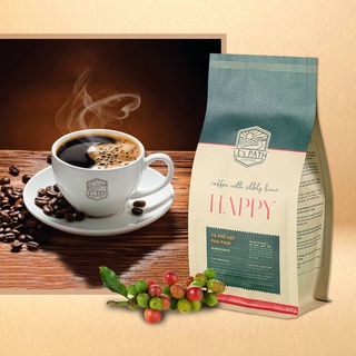 Cà phê hạt nguyên chất Lê’s Path Coffee Happy túi 500gr 2 loại cà phê pha máy, cà phê pha phin