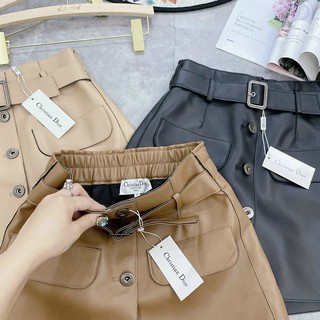 CHÂN VÁY DA CẠP CAO KÈM ĐAI LƯNG THUN CO GIÃN