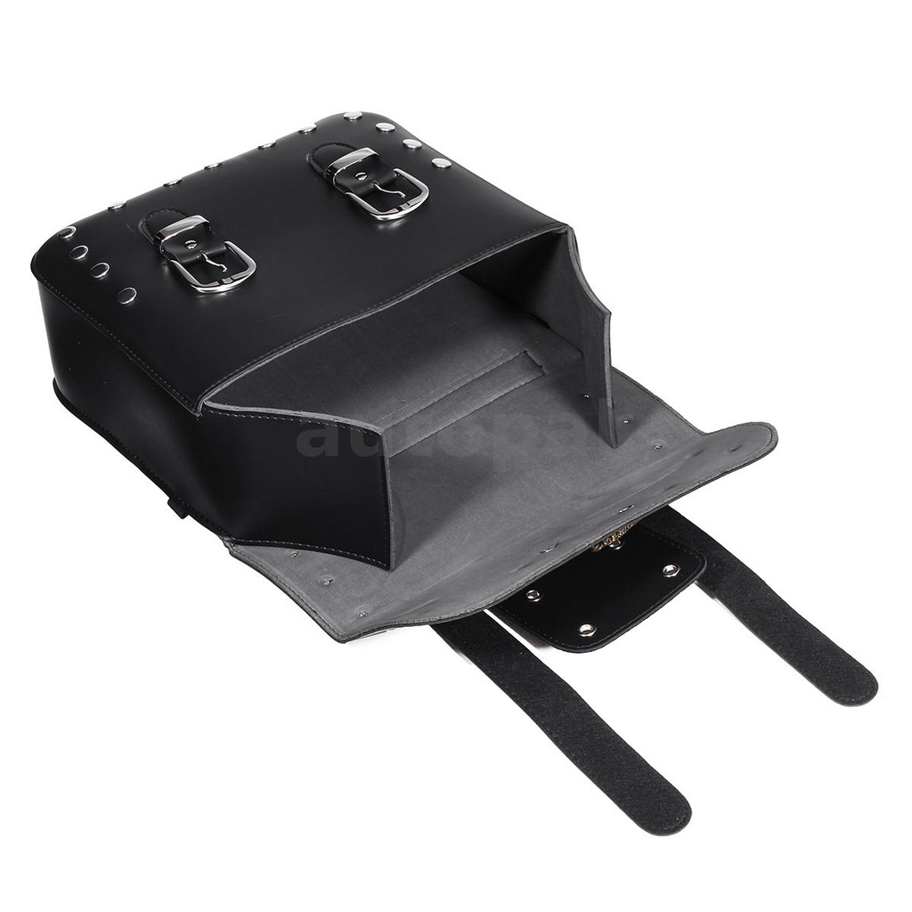 Cặp túi hành lý gắn hai bên yên xe máy bằng da PU màu đen