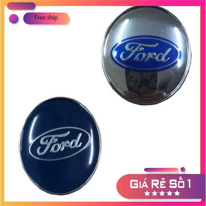 Logo chụp mâm bánh xe ô tô, xe hơi Ford FORD - 60MM: Mầu Bạc và Xanh Tím Than B