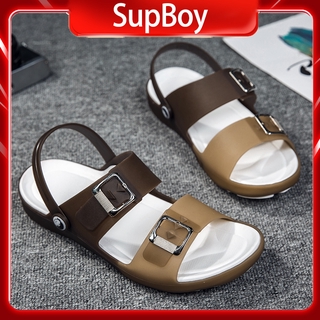 OFF WHITE Thời Trang Ngoài Trời Retro Nam Sandal Plus Size 45 Mùa Hè Chống Thấm Nước Nhẹ Màu Nâu Đi Biển Giày Nam Selipar Slip-On Off Nhựa Trắng Thoáng Khí Du Lịch Kasut Sukan Lelaki Đen